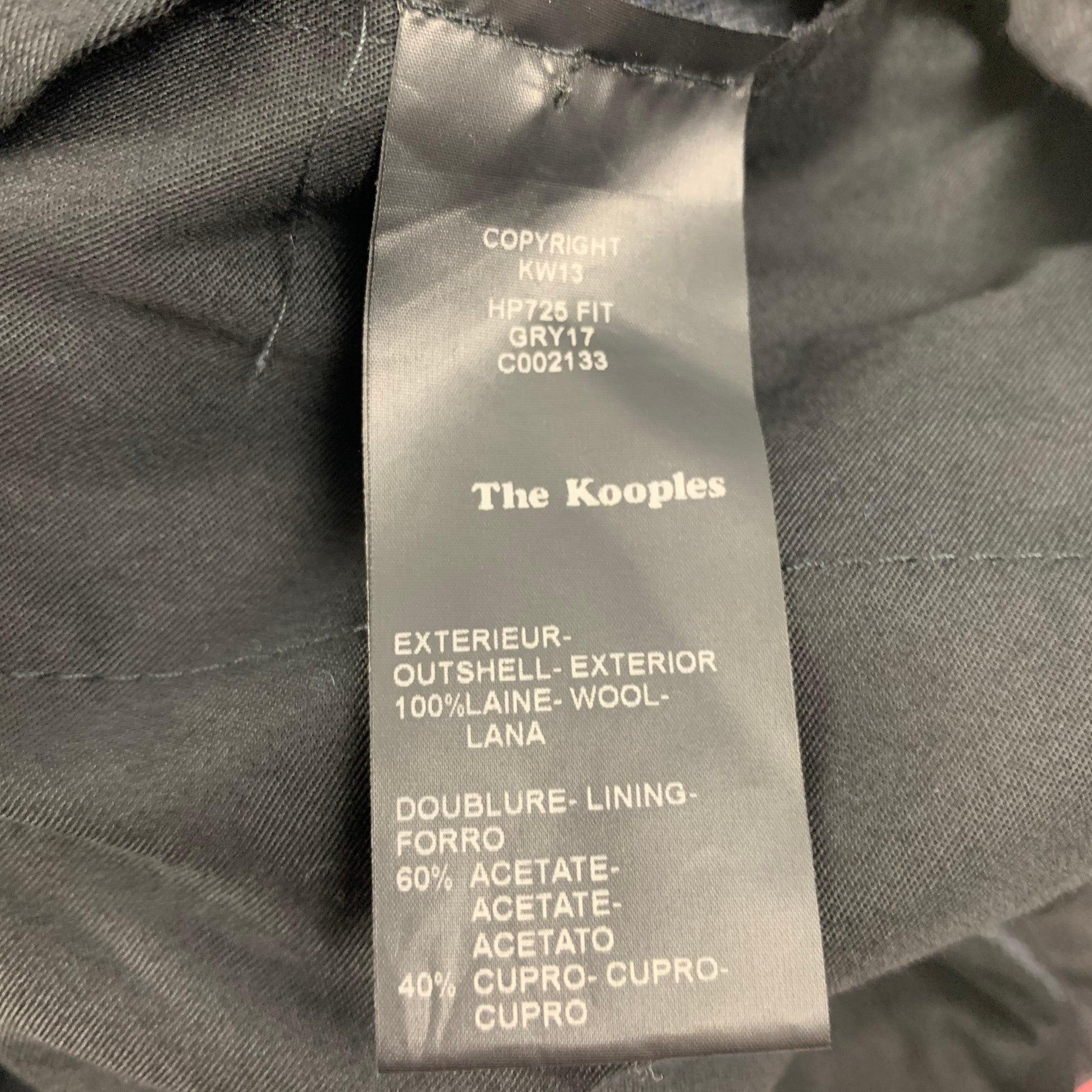 THE KOOPLES Size 28 Charcoal Grey Plaid Wool Zip Fly Dress Pants In Good Condition For Sale In San Francisco, CA