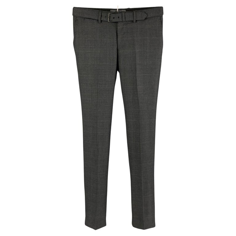 THE KOOPLES Size 28 Charcoal Grey Plaid Wool Zip Fly Dress Pants For