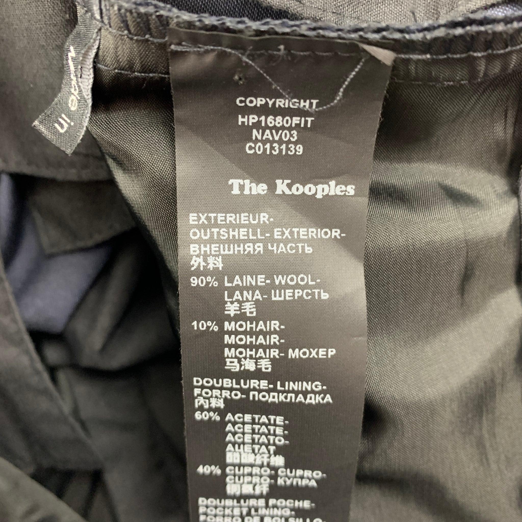 Black THE KOOPLES Size 28 Navy Wool Mohair Zip Fly Dress Pants For Sale