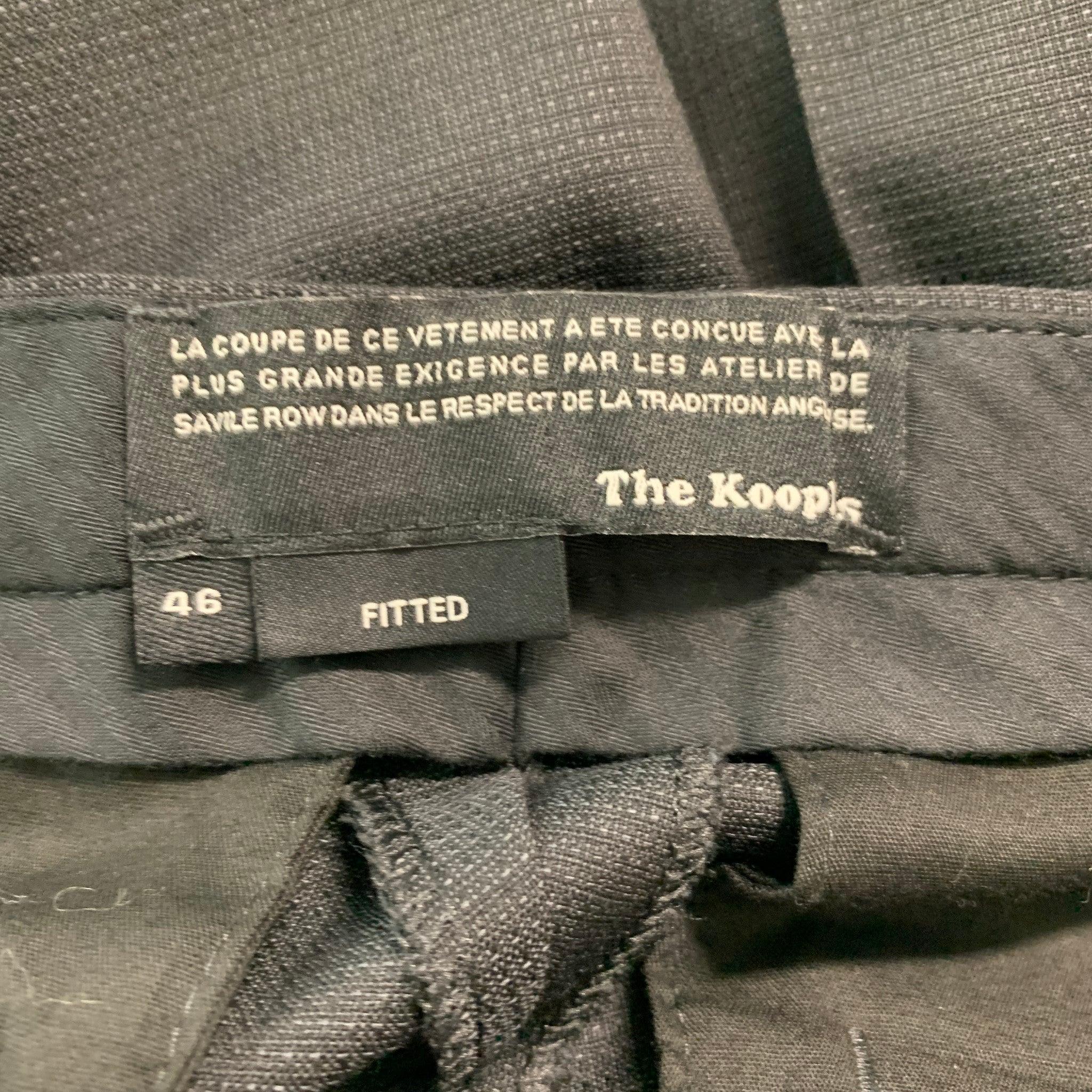 THE KOOPLES Size 30 Black Solid Wool Tuxedo Dress Pants In Excellent Condition For Sale In San Francisco, CA