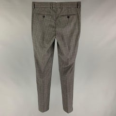THE KOOPLES - Pantaloni a quadri grigi in lana con chiusura a zip Taglia 30
