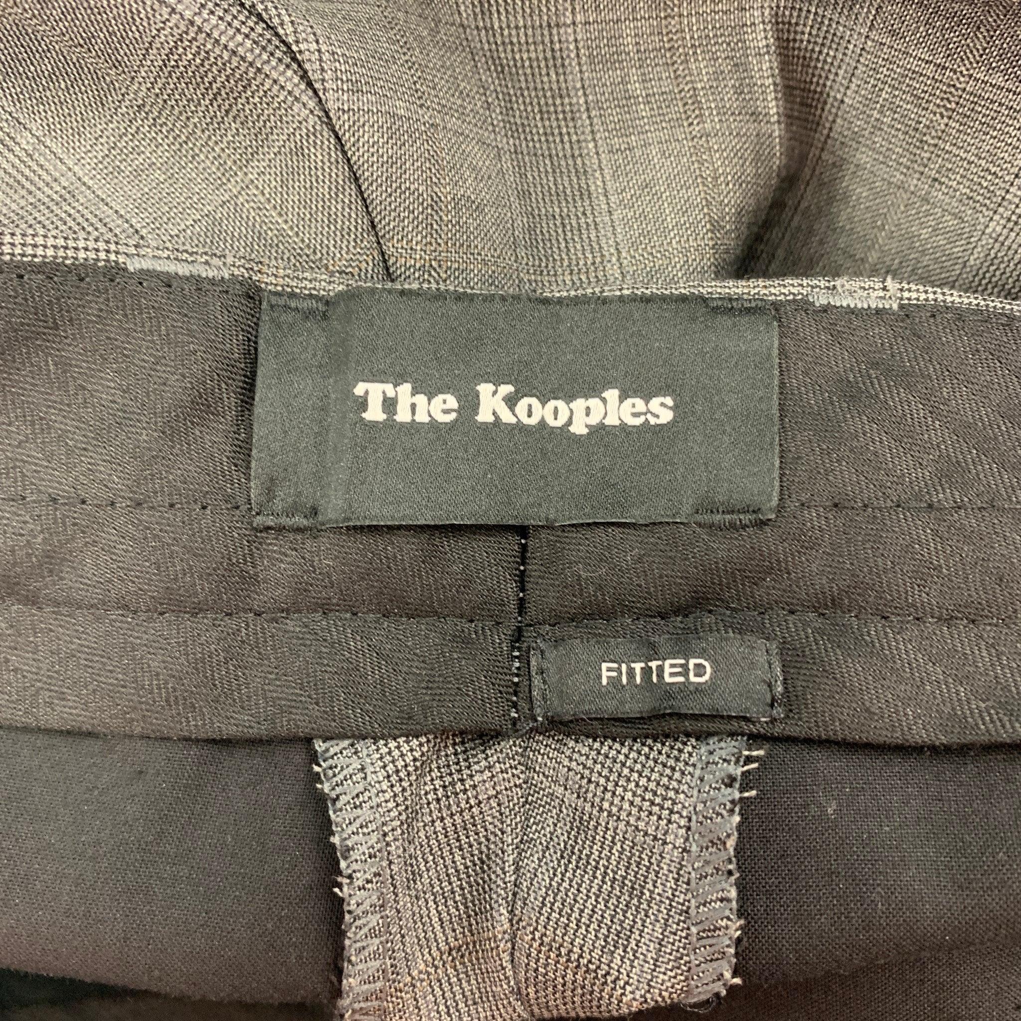 THE KOOPLES Size 30 Grey Plaid Wool Zip Fly Dress Pants For Sale 1