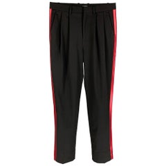 THE KOOPLES Size 31 Black & Red Wool Tuxedo Dress Pants