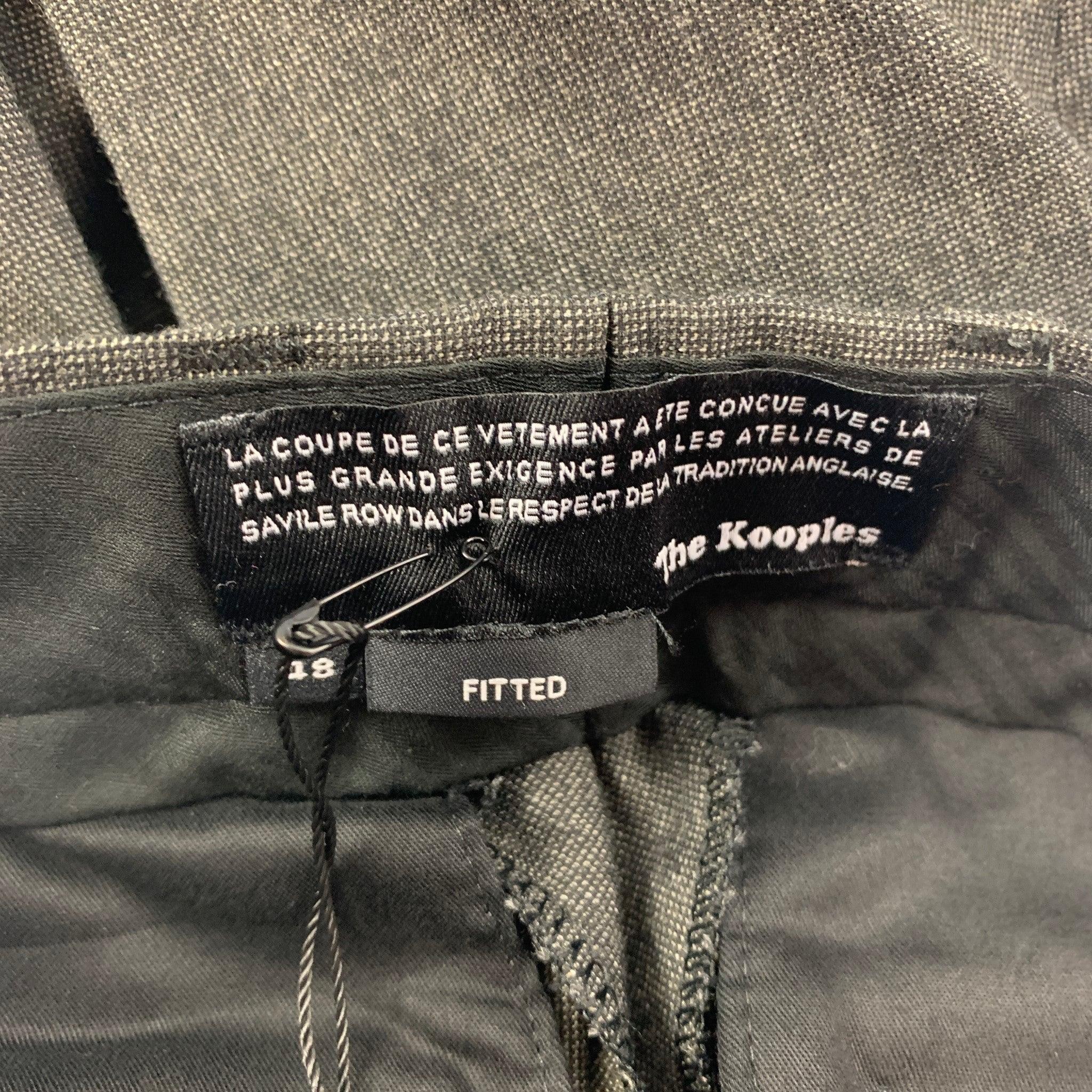 THE KOOPLES Size 32 Charcoal Grid Wool Zip Fly Dress Pants In Good Condition For Sale In San Francisco, CA