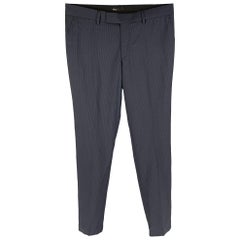 THE KOOPLES Taglia 32 Pantaloni in lana a righe navy con zip Fly