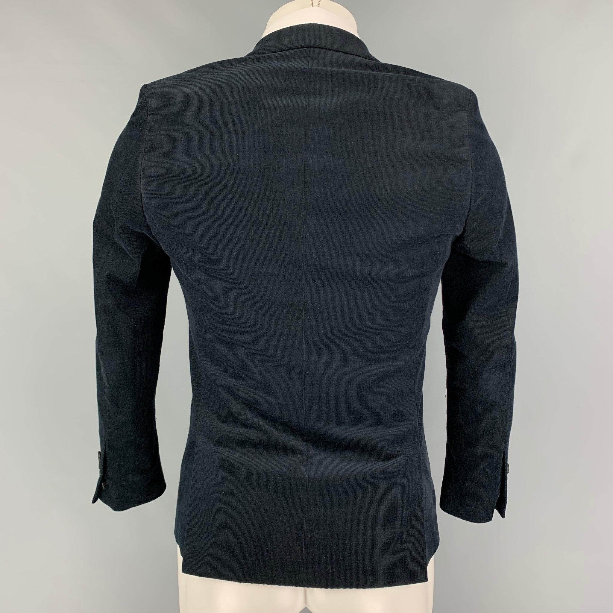 THE KOOPLES Size 34 Navy Corduroy Cotton Sport Coat In Good Condition For Sale In San Francisco, CA