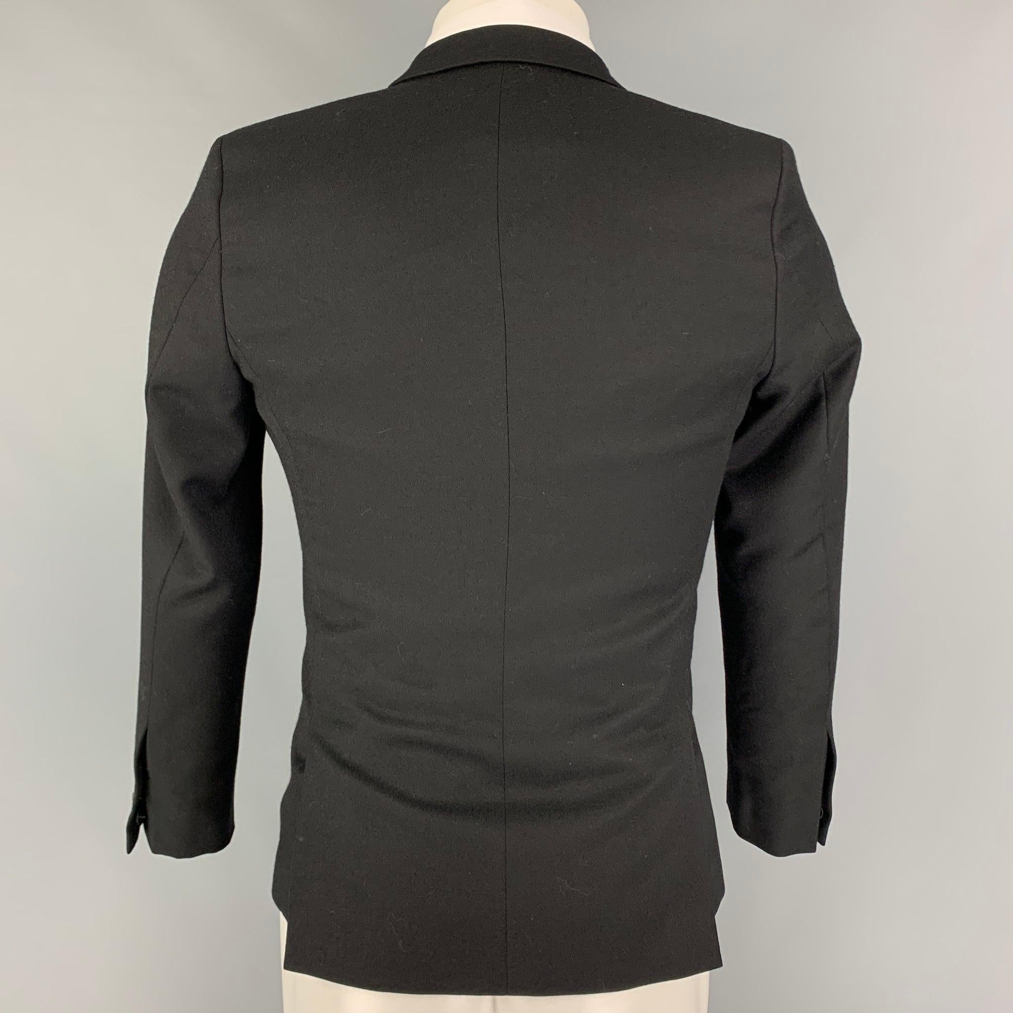 THE KOOPLES Size 34 Size Black Wool Single Breasted Sport Coat In Good Condition For Sale In San Francisco, CA
