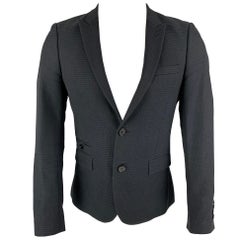 THE KOOPLES Cappotto sportivo con risvolto a punta in lana e cotone nero taglia 36