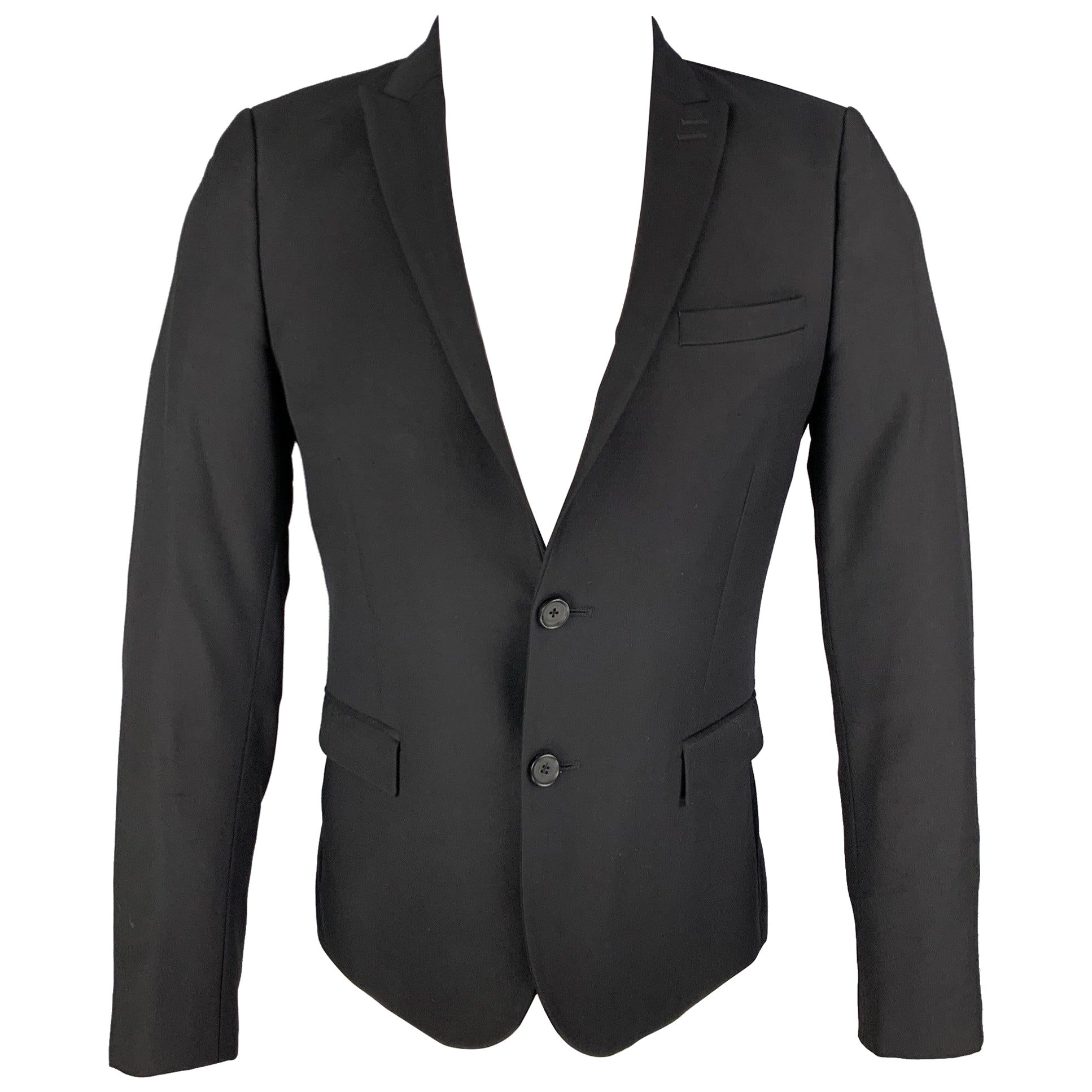 THE KOOPLES Cappotto sportivo con risvolto a punta in lana nera taglia 36