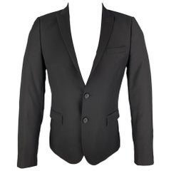 THE KOOPLES Cappotto sportivo con risvolto a punta in lana nera taglia 36