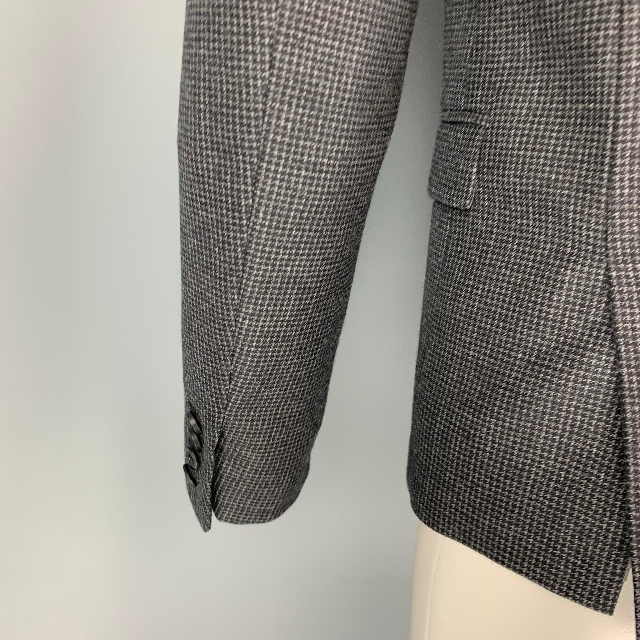 Men's THE KOOPLES Size 36 Charcoal Grey Grid Wool Notch Lapel Sport Coat For Sale