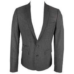 THE KOOPLES Chaquetón de deporte con solapa de muesca y rejilla de lana gris marengo talla 36