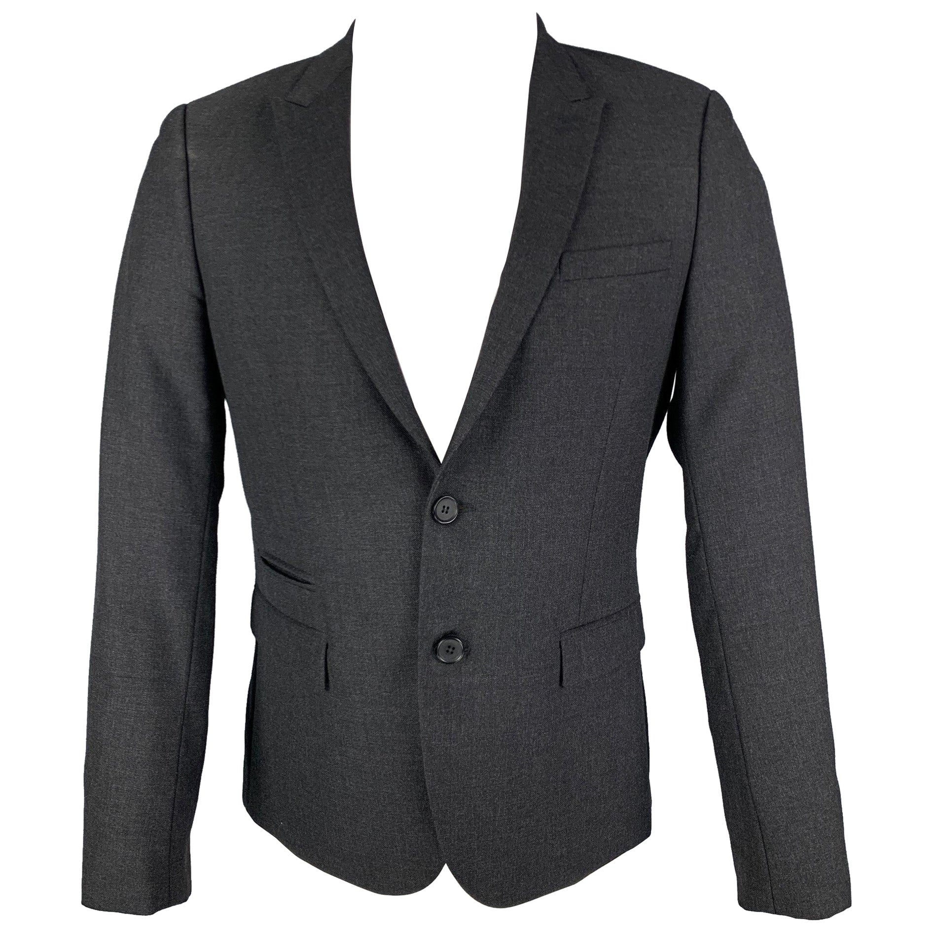 THE KOOPLES Cappotto sportivo con risvolto a punta in lana color carbone taglia 36