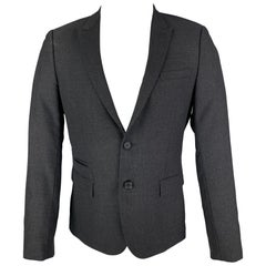 THE KOOPLES Cappotto sportivo con risvolto a punta in lana color carbone taglia 36