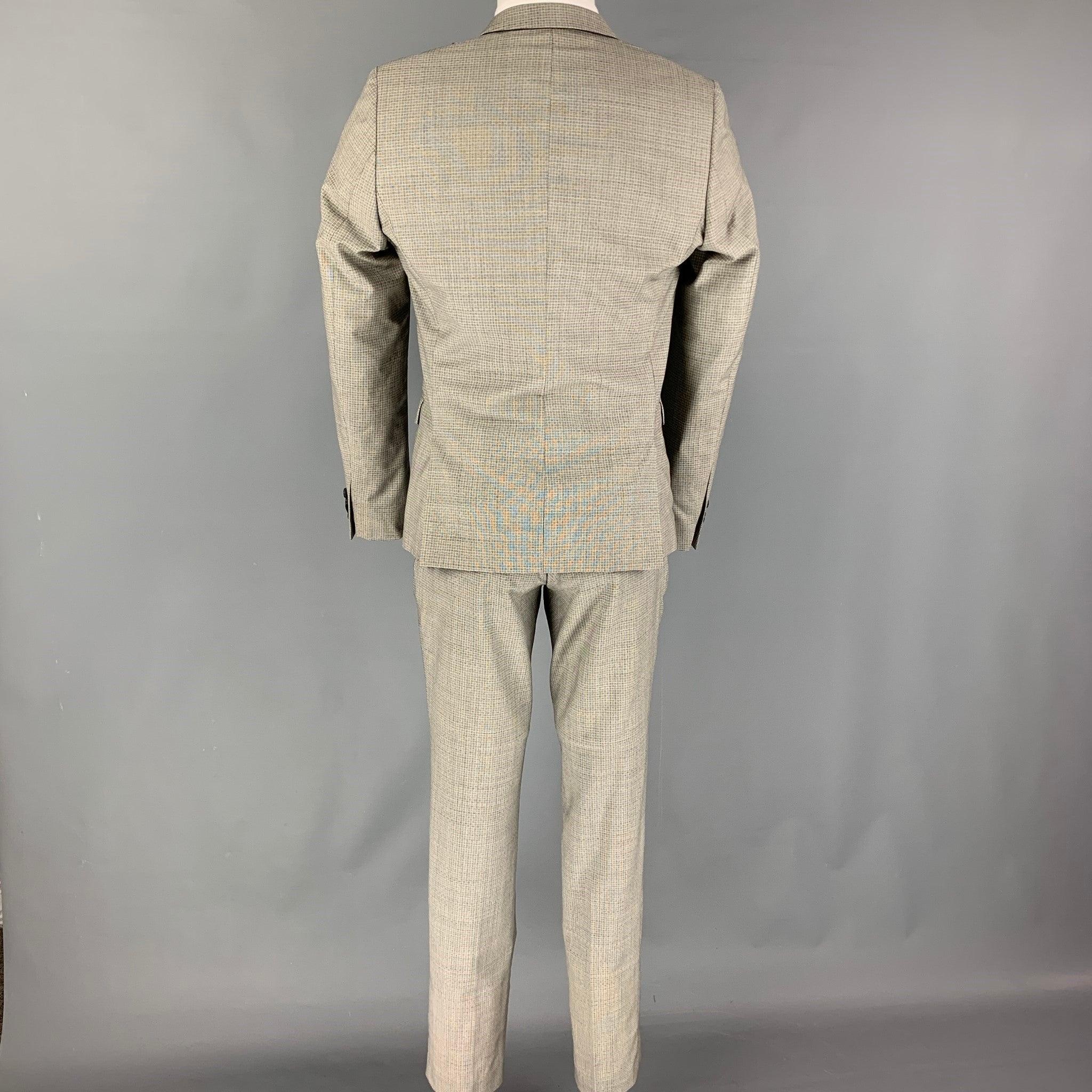 THE KOOPLES Tailleur tailleur en laine mohair noir et gris à revers pointu, Taille 36 Bon état - En vente à San Francisco, CA