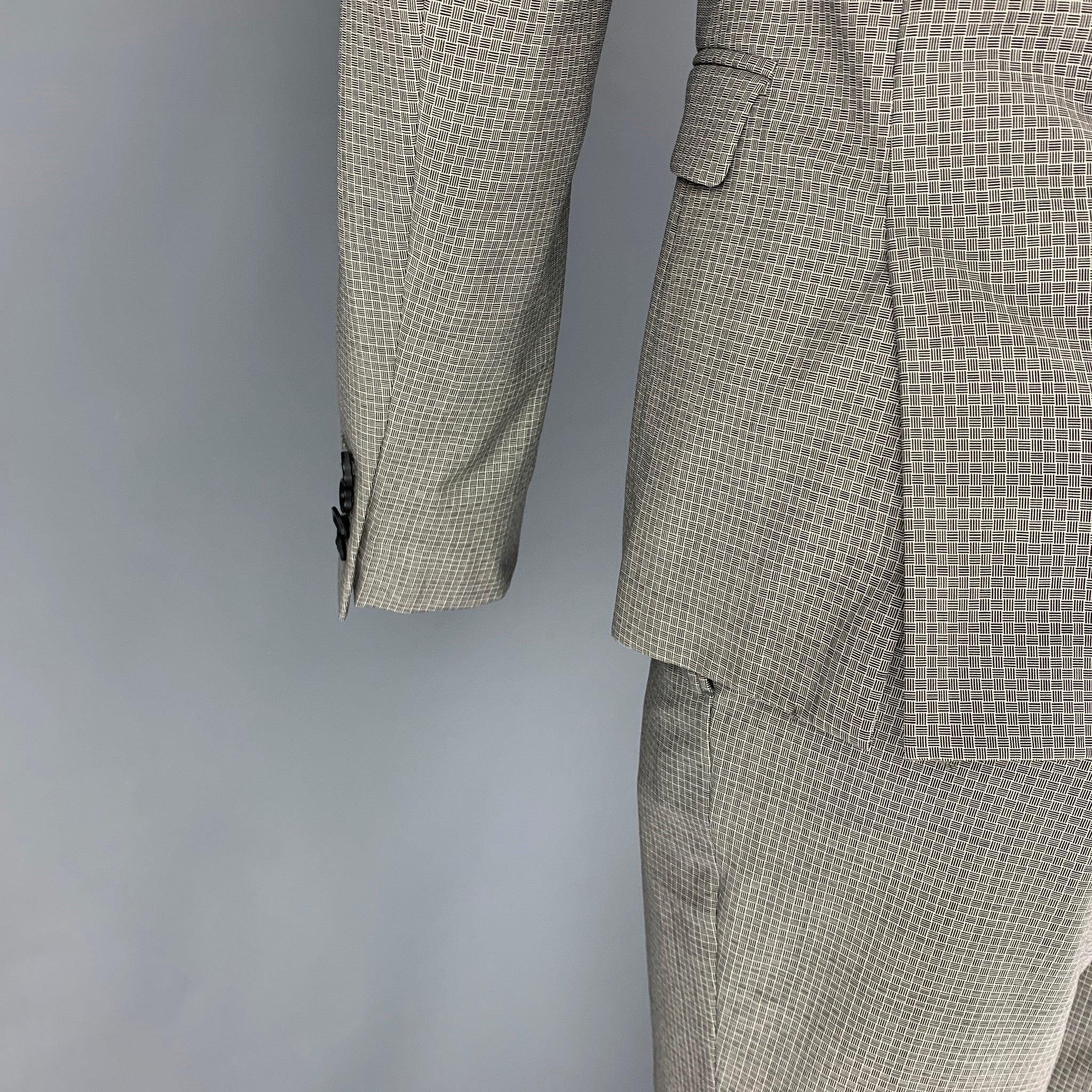 Men's THE KOOPLES Size 36 Grey Black Wool Mohair Peak Lapel Suit For Sale