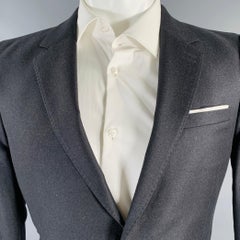 THE KOOPLES Größe 36 Grauer anthrazitfarbener Wollmantel mit Notch-Revers aus Wolle