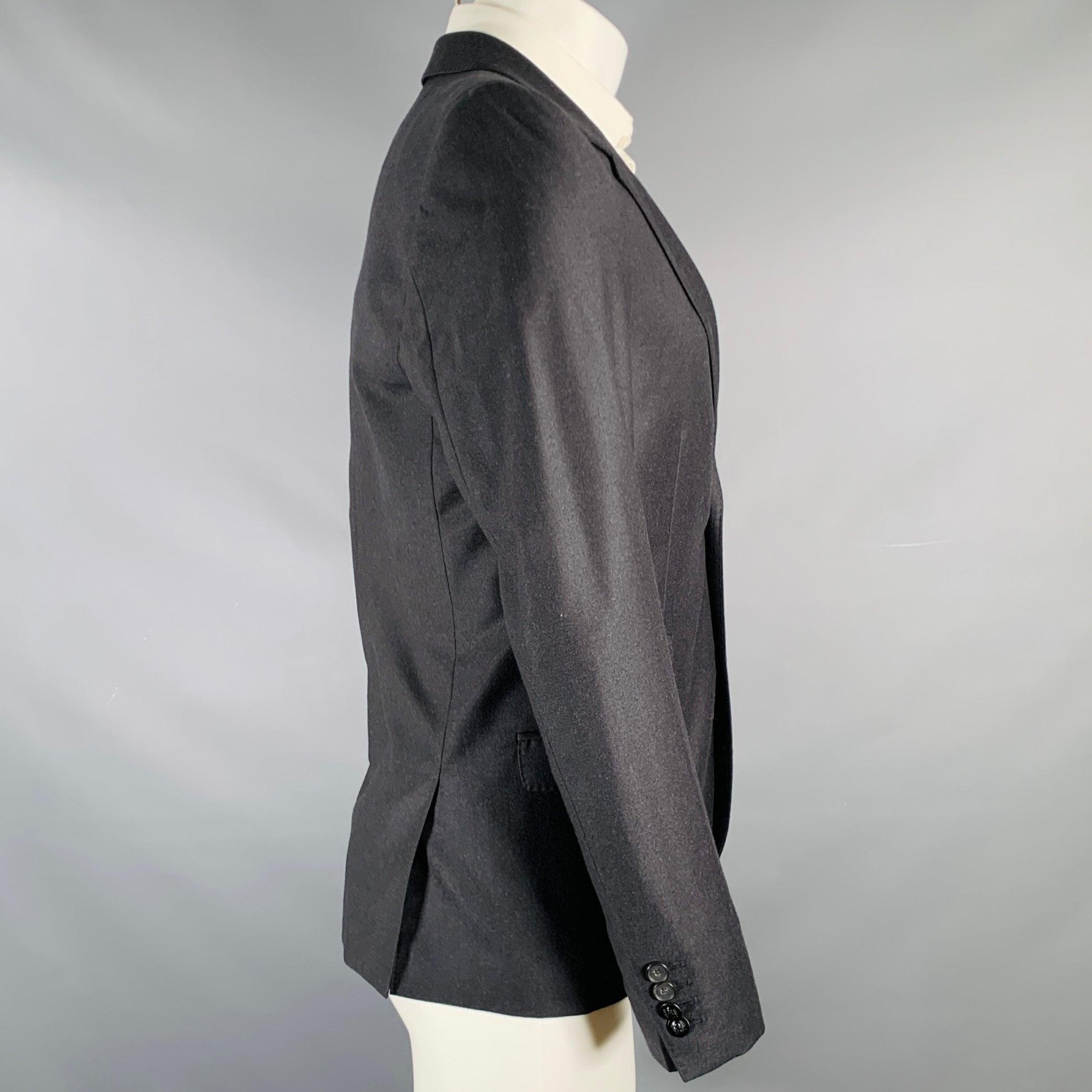 Nero THE KOOPLES Cappotto sportivo con risvolto a tacche in lana grigio antracite taglia 36 in vendita
