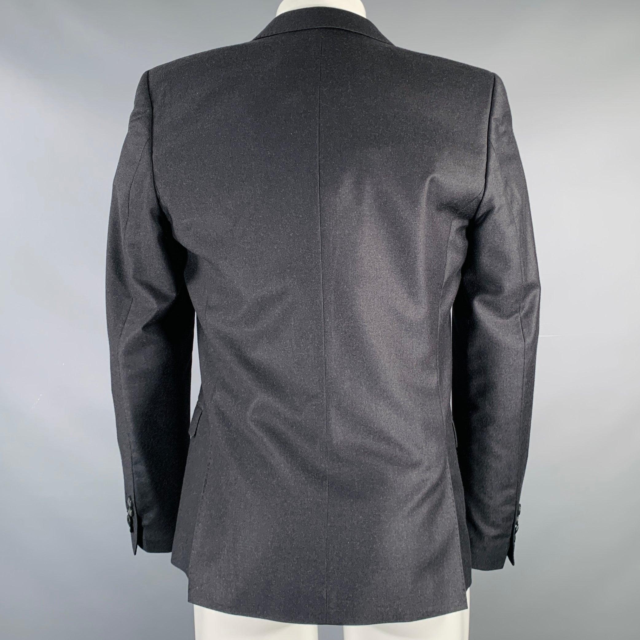 THE KOOPLES Cappotto sportivo con risvolto a tacche in lana grigio antracite taglia 36 In condizioni ottime in vendita a San Francisco, CA