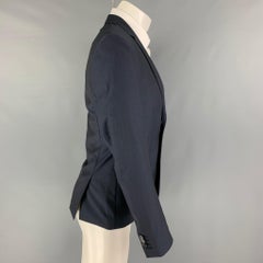 KOOPLES Größe 36 Marineblauer Wollmantel mit Mohair-Revers