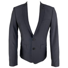 THE KOOPLES Talla 36 Abrigo deportivo de lana mohair azul marino con solapa de muesca