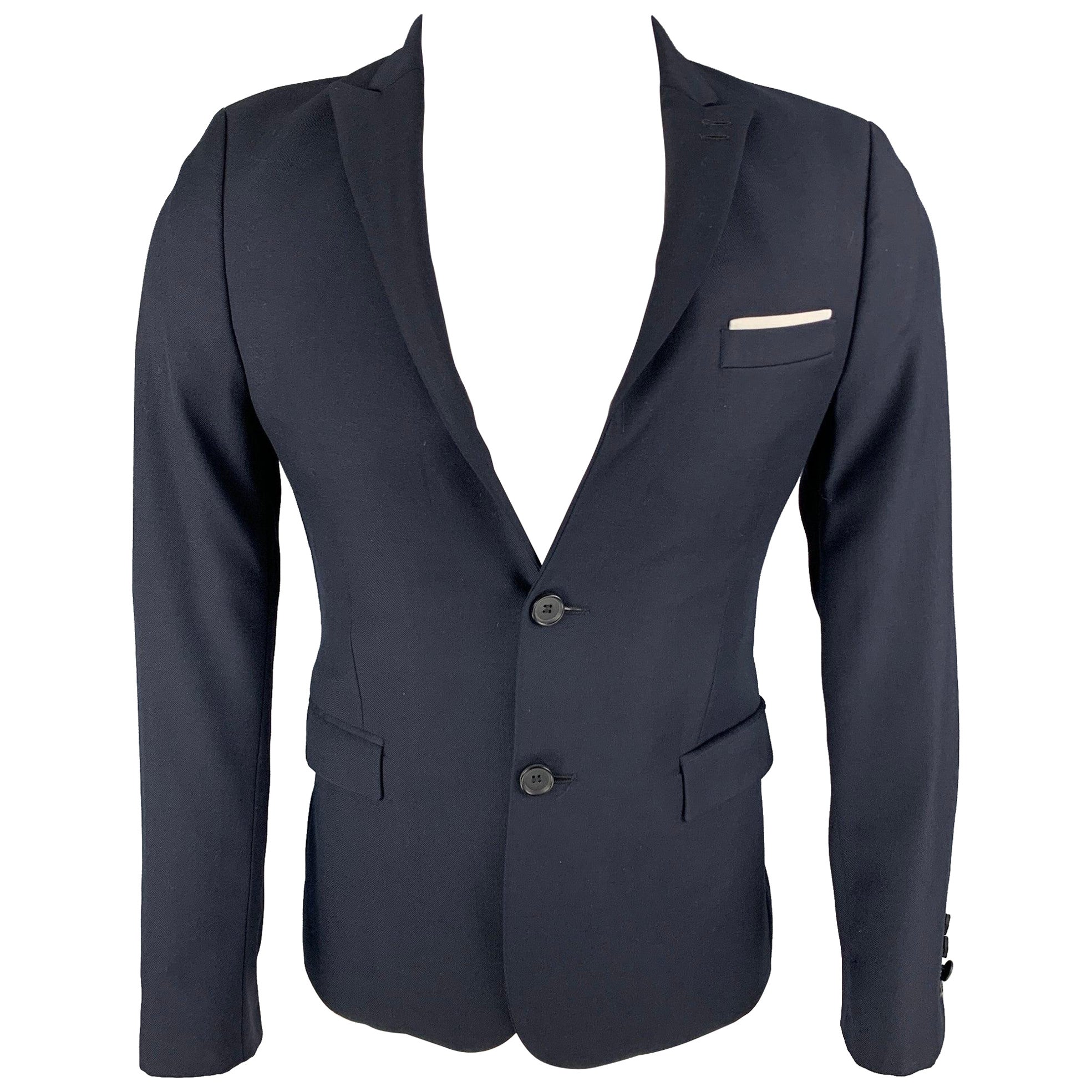 THE KOOPLES Talla 36 Abrigo deportivo de lana azul marino con solapa de pico