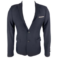 THE KOOPLES Talla 36 Abrigo deportivo de lana azul marino con solapa de pico