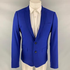 THE KOOPLES Size 36 Royal Blue Wool Notch Lapel Fitted Suit