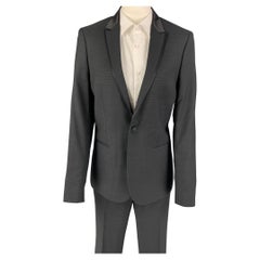 THE KOOPLES Size 38 Black Grid Wool Peak Lapel Tuxedo Suit