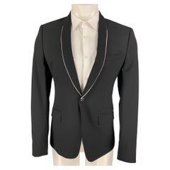 THE KOOPLES Size 38 Black White Wool Blend Shawl Collar Sport Coat