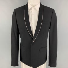 THE KOOPLES Size 38 Black White Wool Shawl Collar Sport Coat