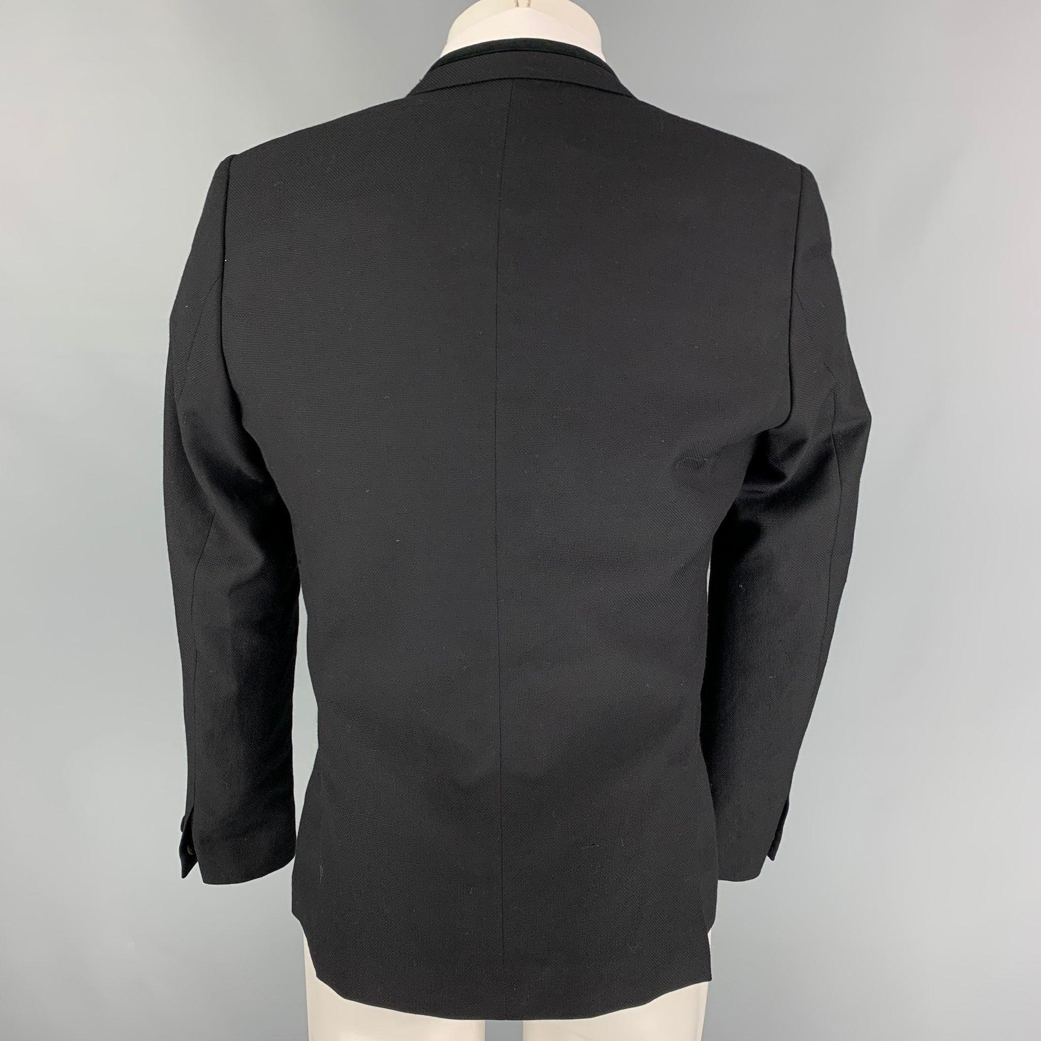 Men's THE KOOPLES Size 38 Black Woven Wool Tuxedo Sport Coat For Sale