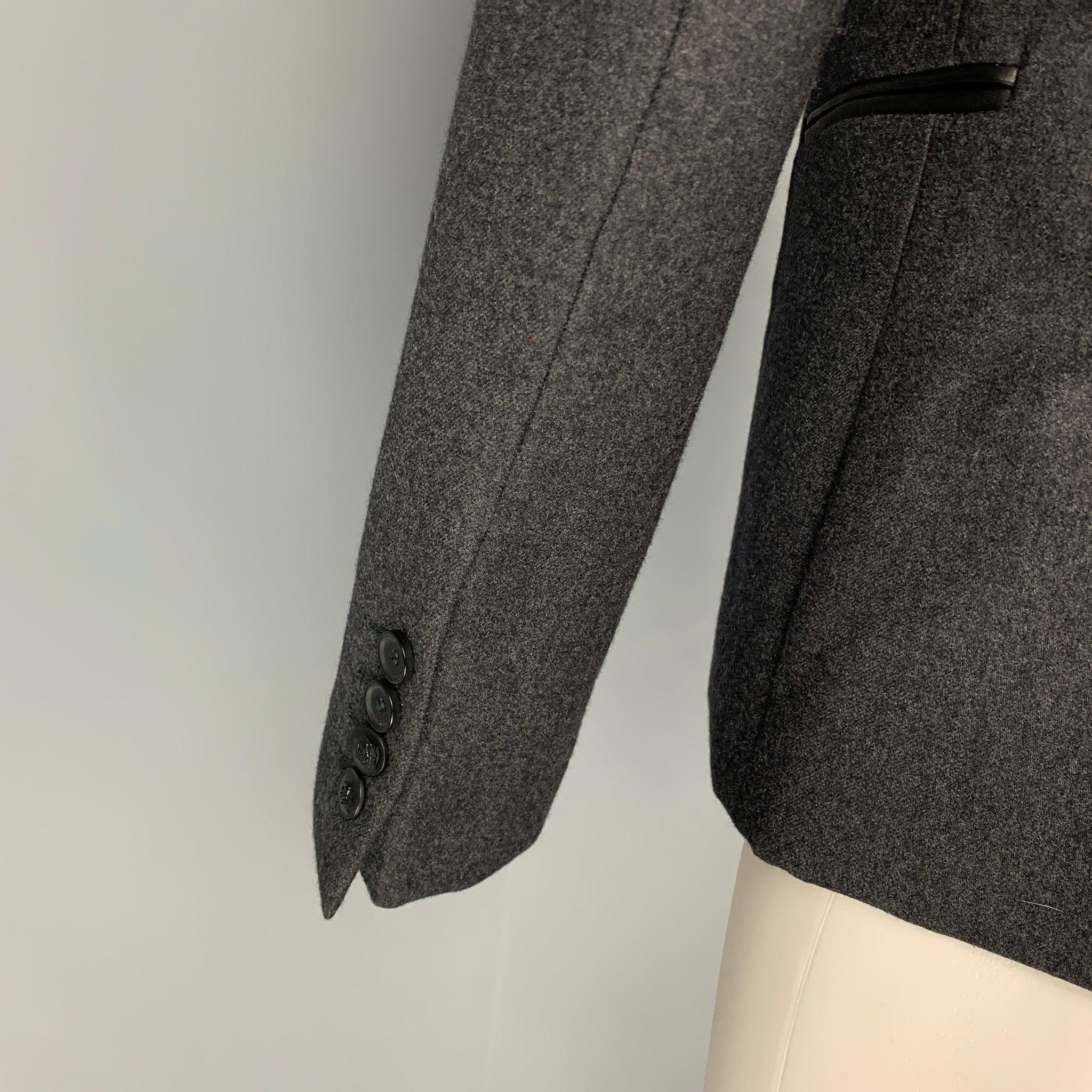 Men's THE KOOPLES Size 38 Charcoal Black Wool Peak Lapel Sport Coat For Sale
