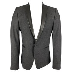 THE KOOPLES Cappotto sportivo con risvolto a punta in lana nera color carbone taglia 38
