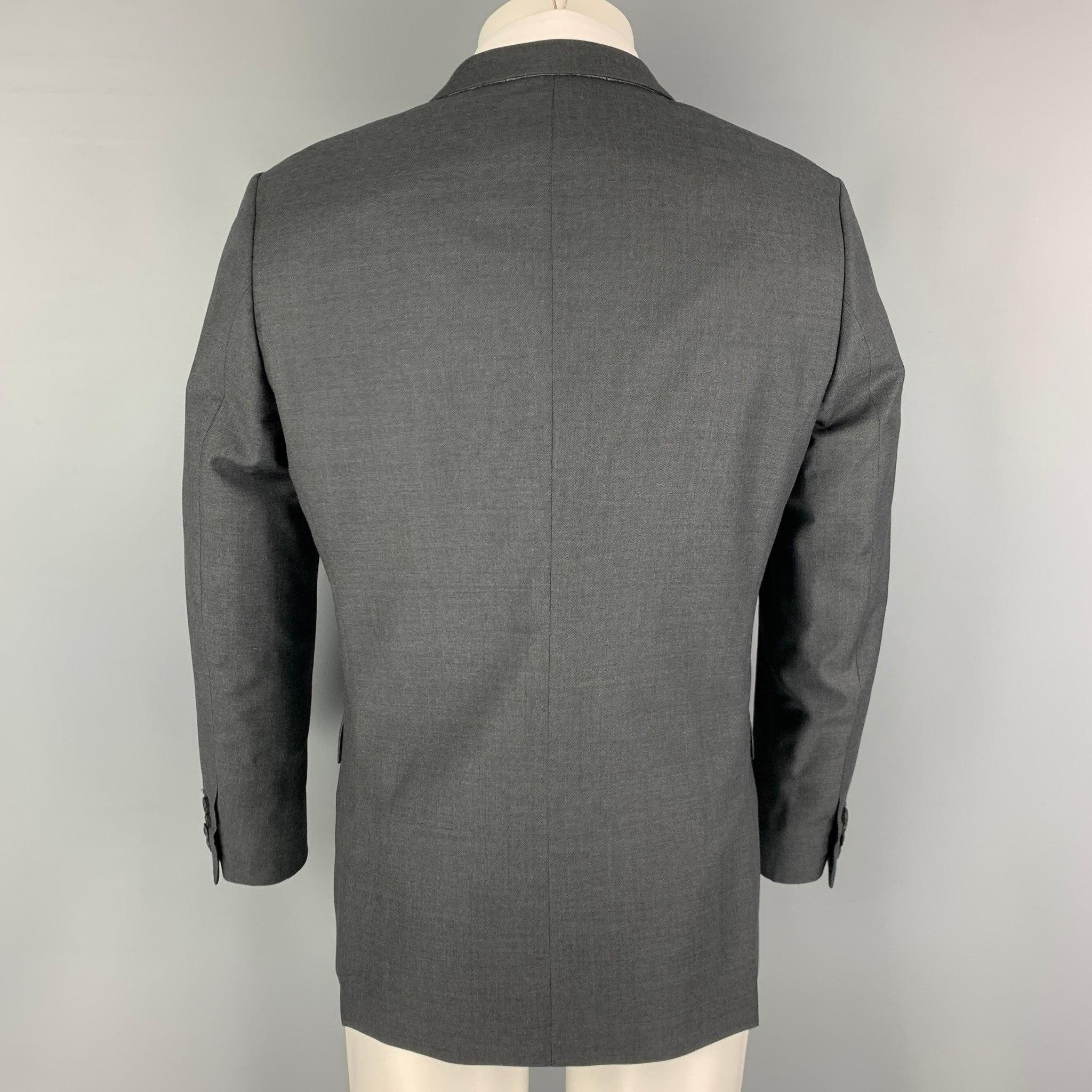 THE KOOPLES Size 38 Charcoal Wool Peak Lapel Sport Coat In Good Condition For Sale In San Francisco, CA