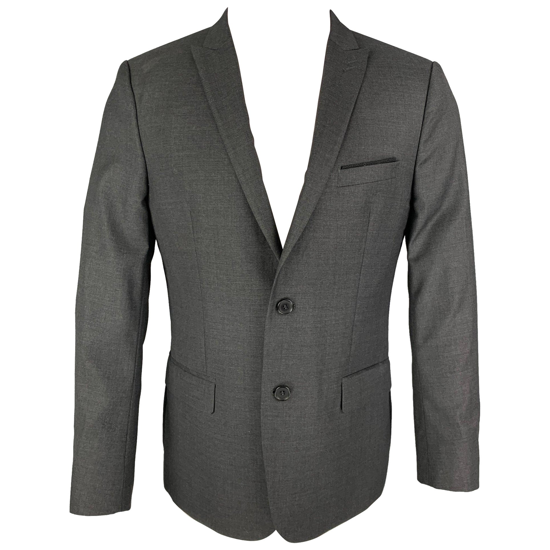 THE KOOPLES Größe 38 Charcoal Wool Peak Lapel Sport Coat