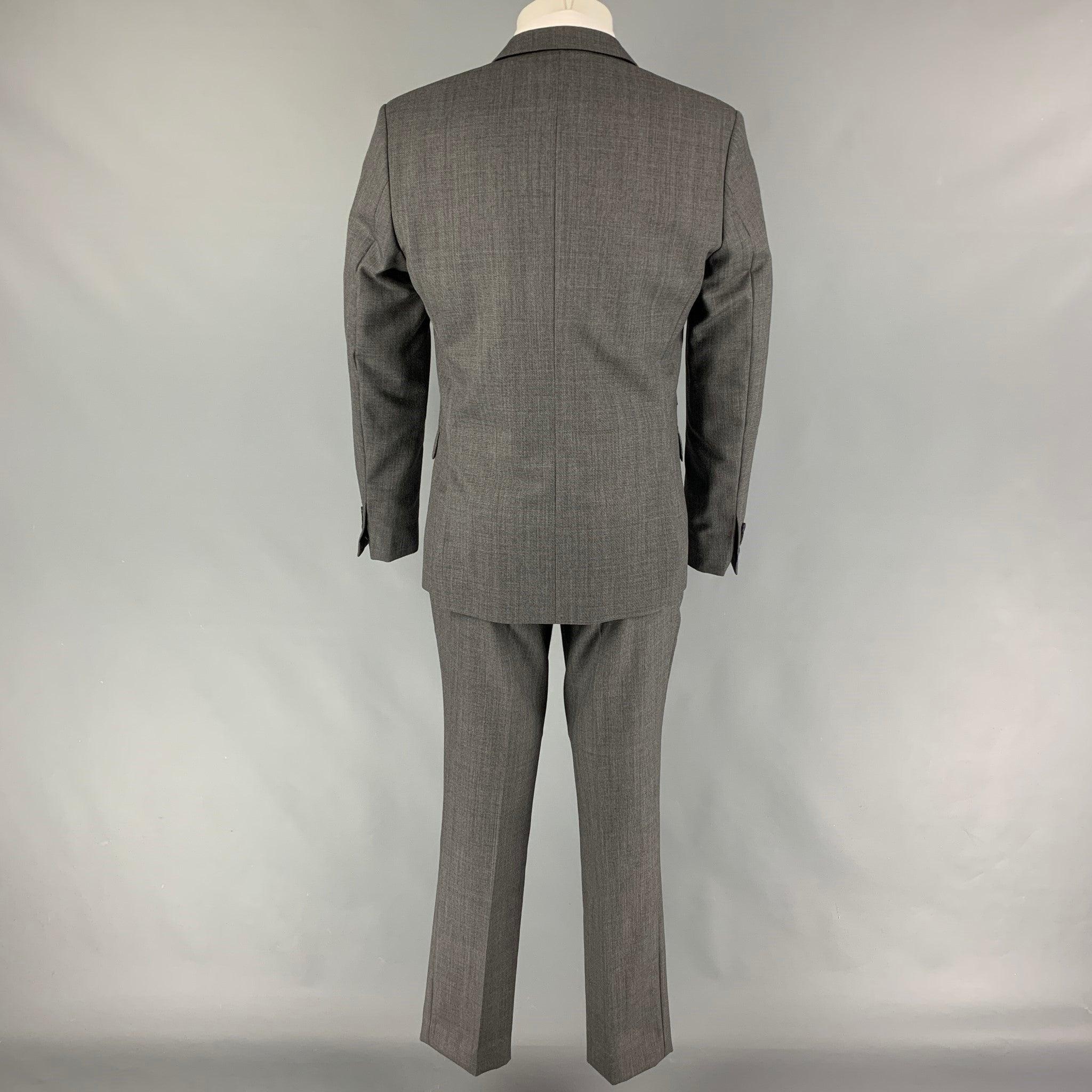 THE KOOPLES Taille 38 Costume à revers en laine gris foncé Bon état - En vente à San Francisco, CA