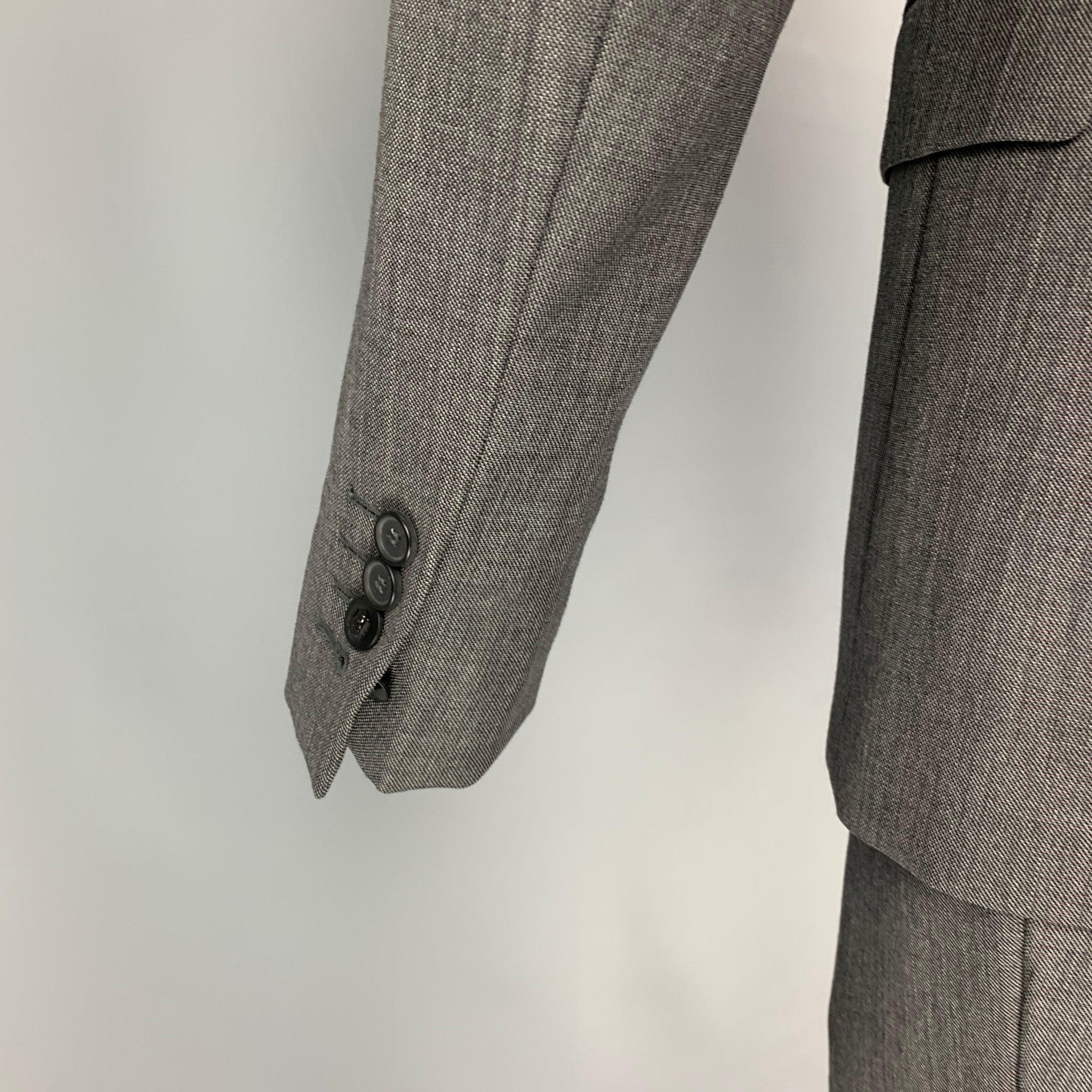 Men's THE KOOPLES Size 38 Dark Gray Wool Peak Lapel Suit For Sale