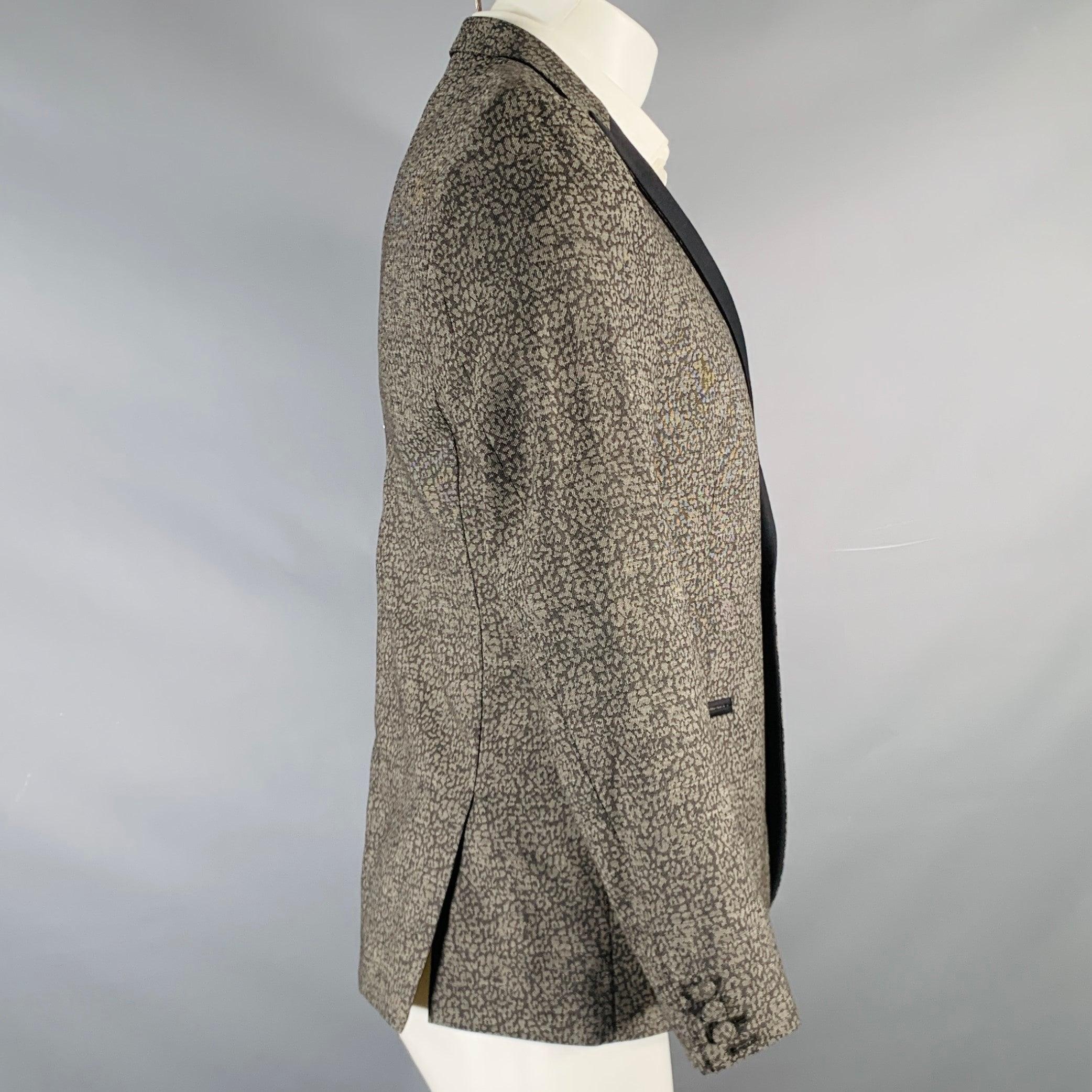 Men's THE KOOPLES Size 38 Grey Black Cotton Blend Peak Lapel Sport Coat For Sale