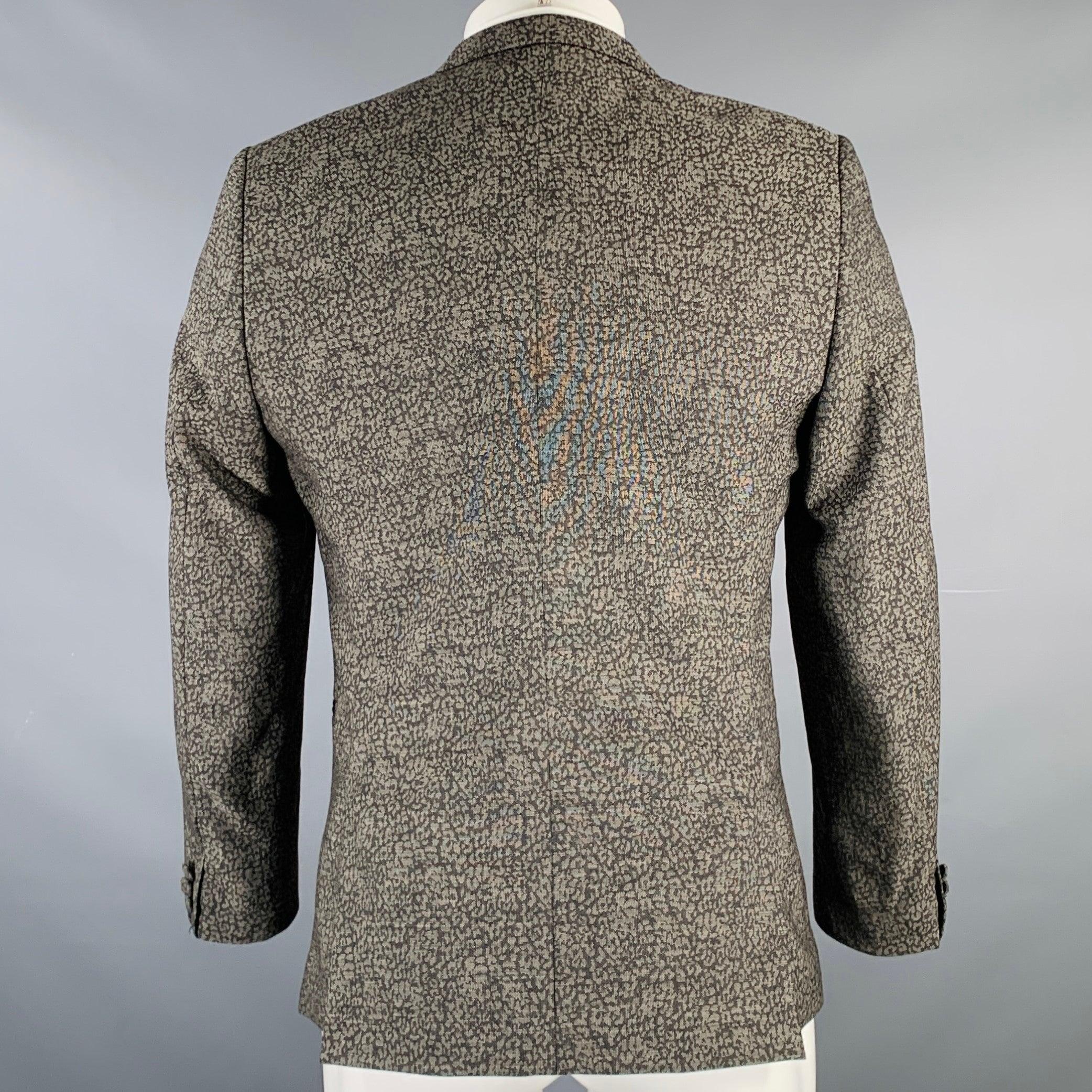 THE KOOPLES Size 38 Grey Black Cotton Blend Peak Lapel Sport Coat For Sale 1