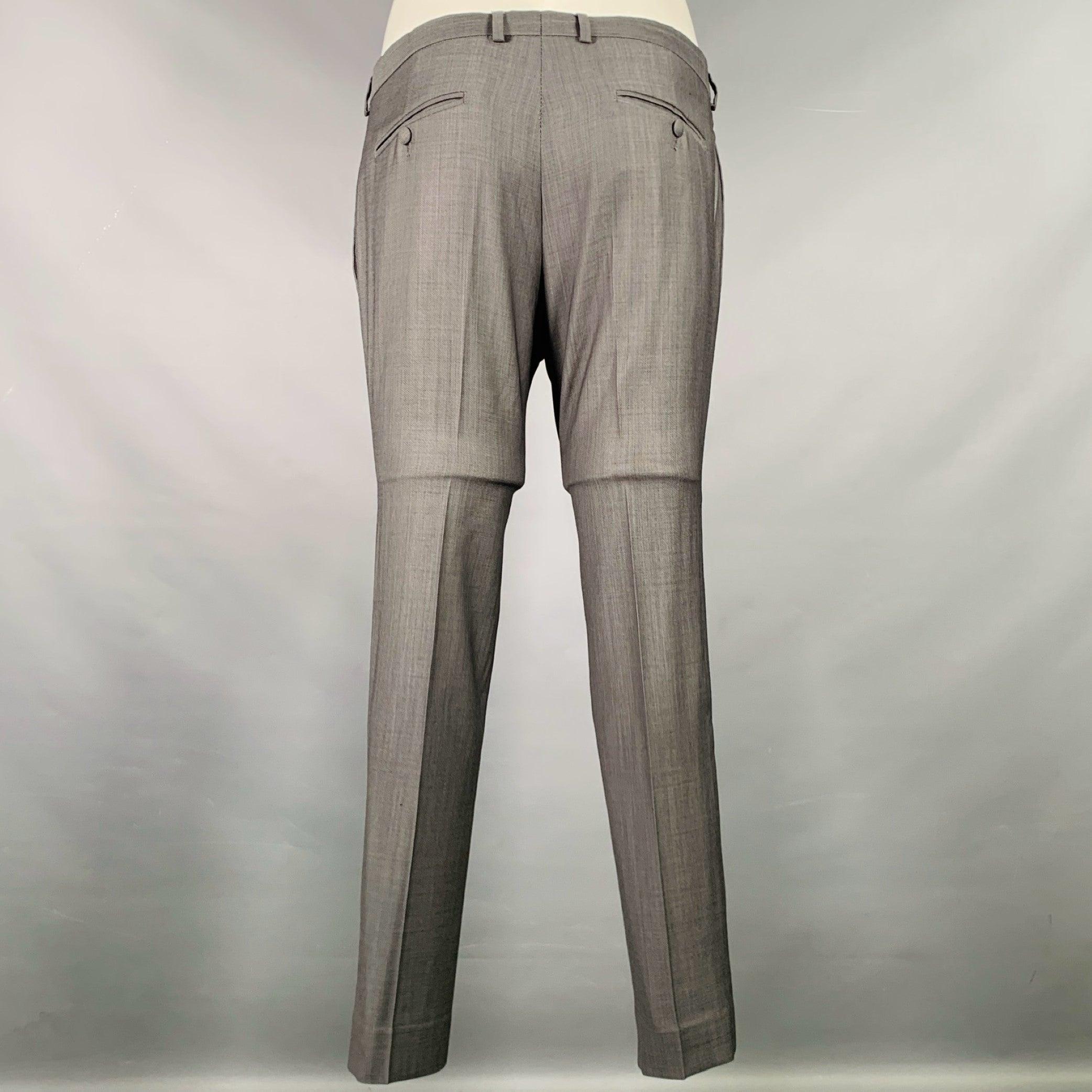 Men's THE KOOPLES Size 38 Grey Wool Notch Lapel Suit For Sale