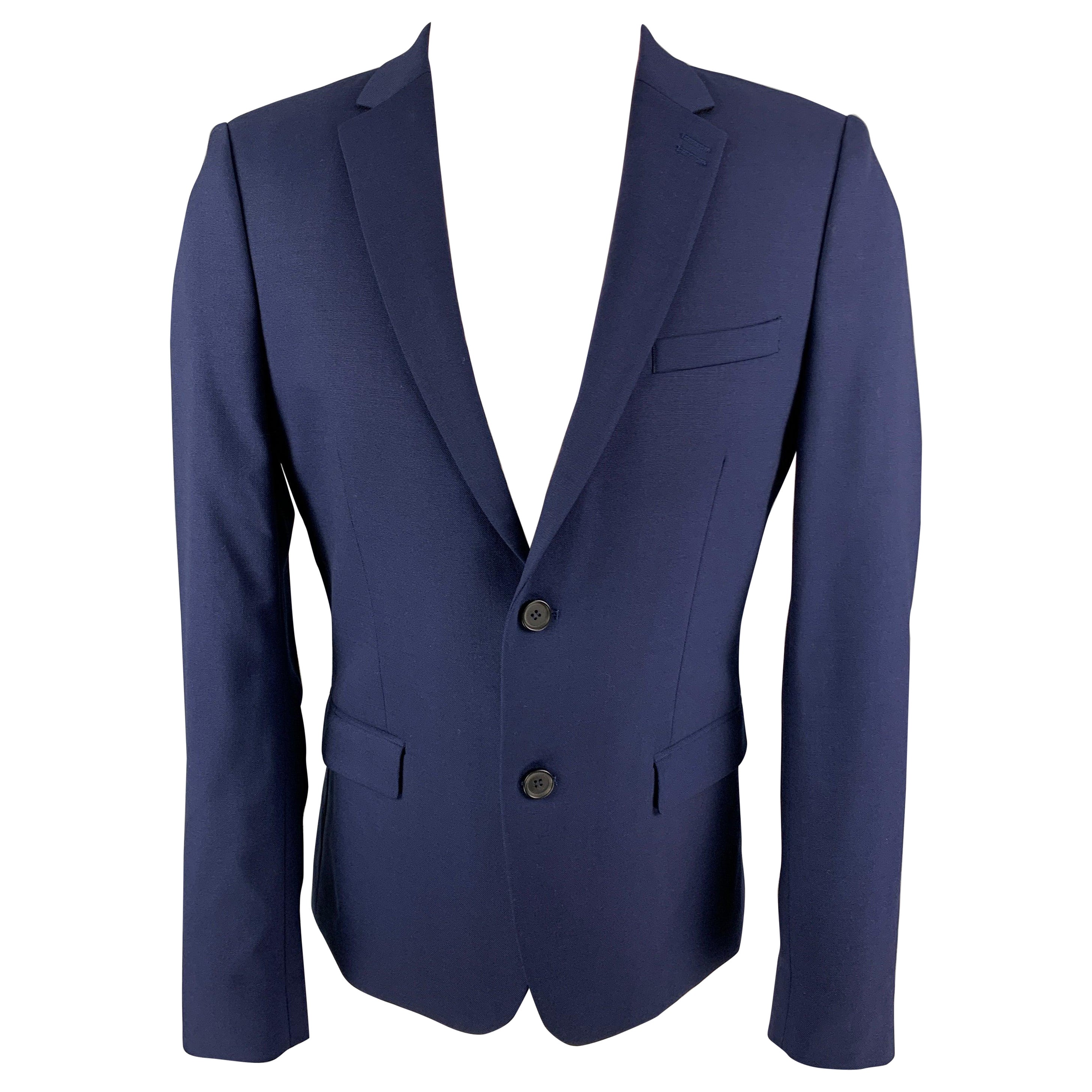 THE KOOPLES Talla 38 Abrigo deportivo de lana azul marino con solapa de muesca