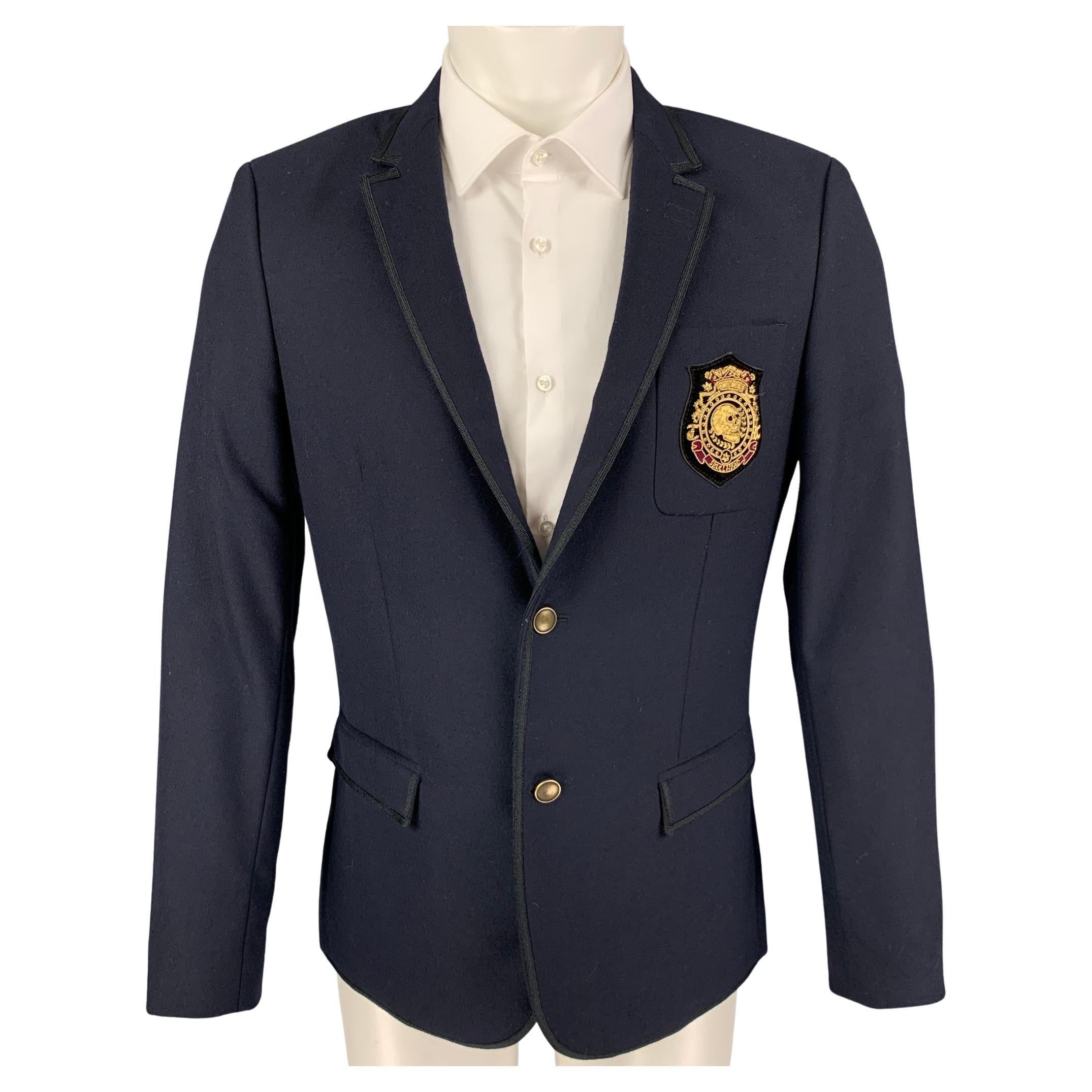 THE KOOPLES Size 38 Navy Wool Notch Lapel Sport Coat For Sale at 1stDibs