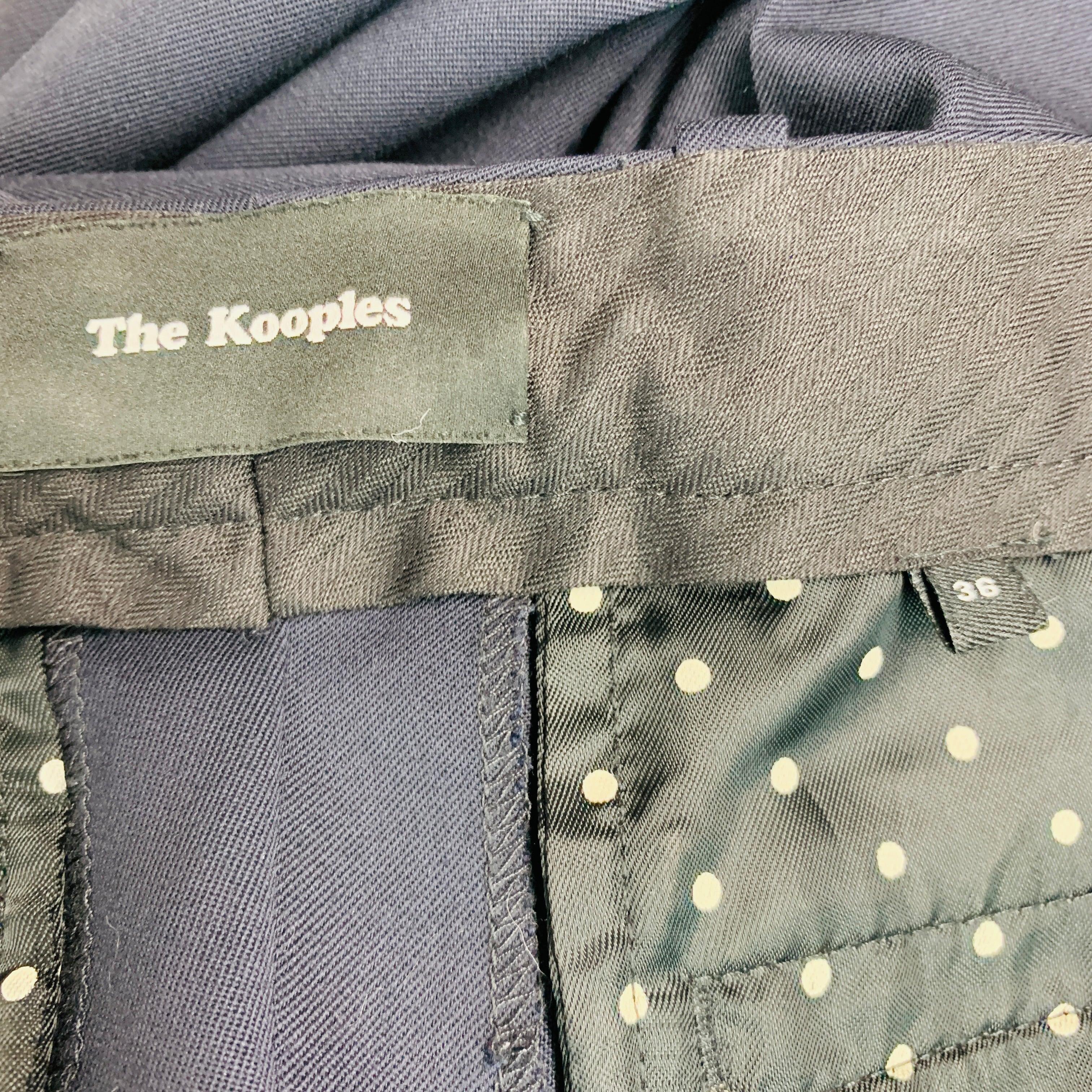THE KOOPLES Taille 4 - Pantalon de robe en laine mélangée noire marine bordé de contrastes Pour femmes en vente