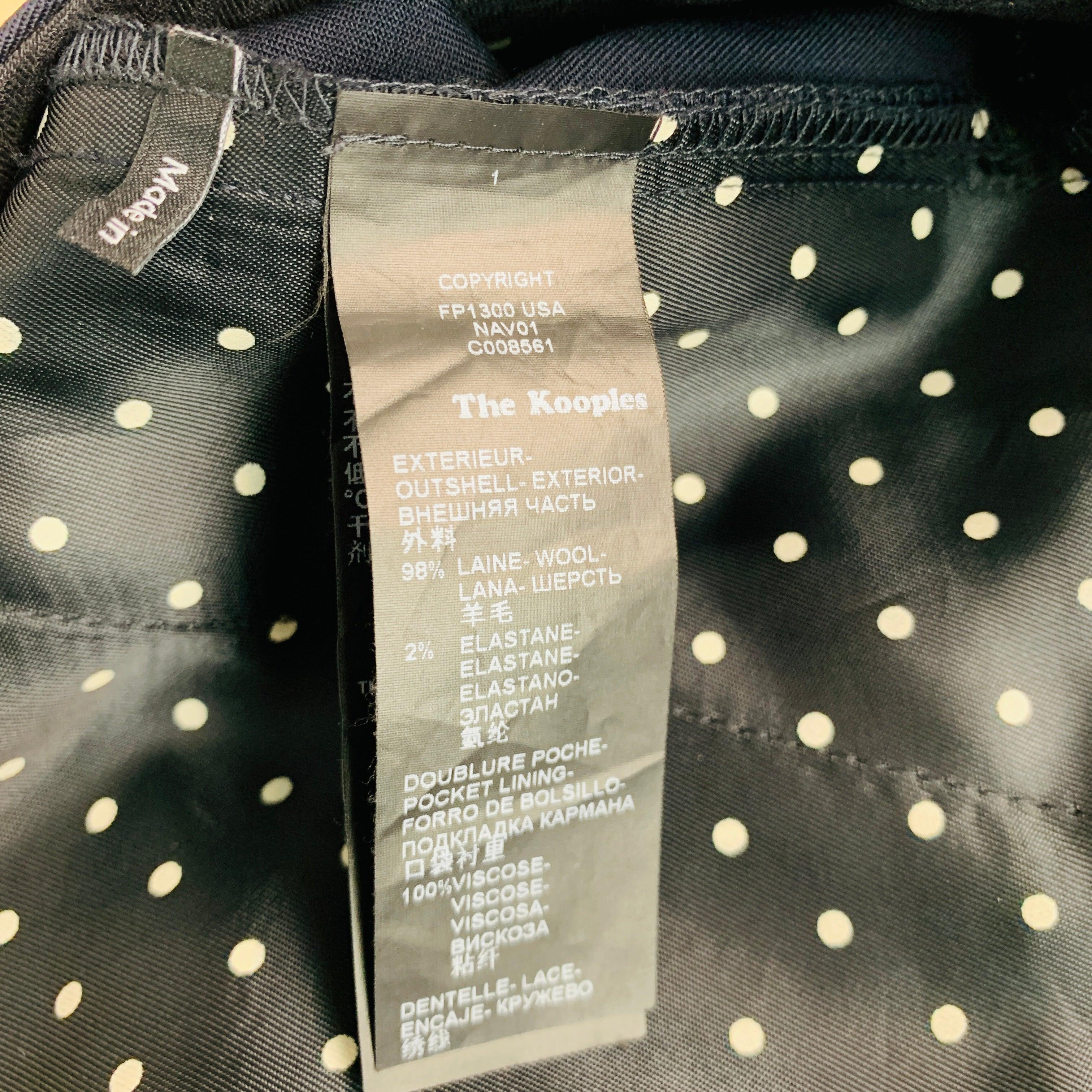 THE KOOPLES Taille 4 - Pantalon de robe en laine mélangée noire marine bordé de contrastes en vente 1