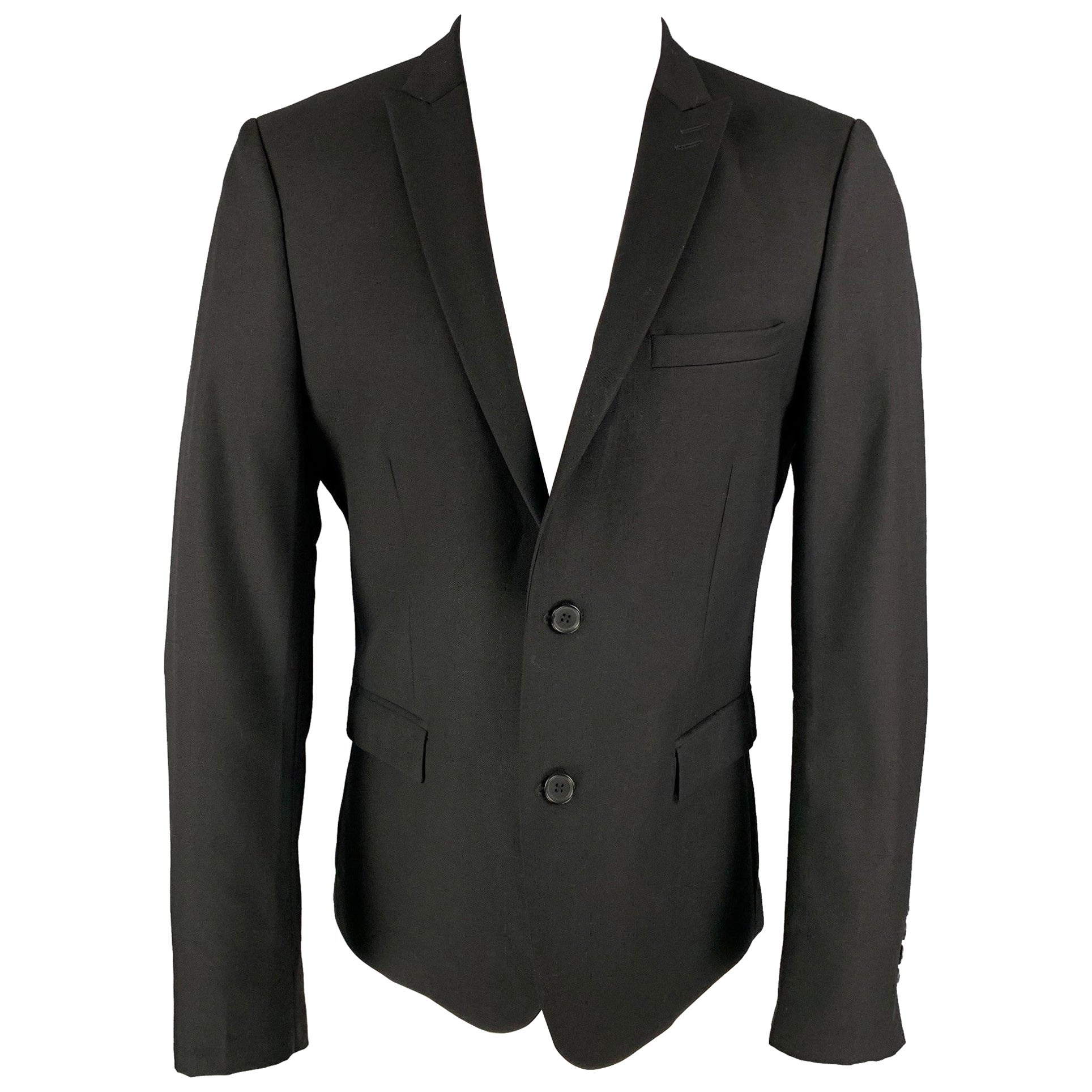 THE KOOPLES Cappotto sportivo con risvolto a punta in lana nera taglia 40