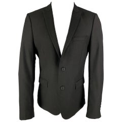 THE KOOPLES Cappotto sportivo con risvolto a punta in lana nera taglia 40