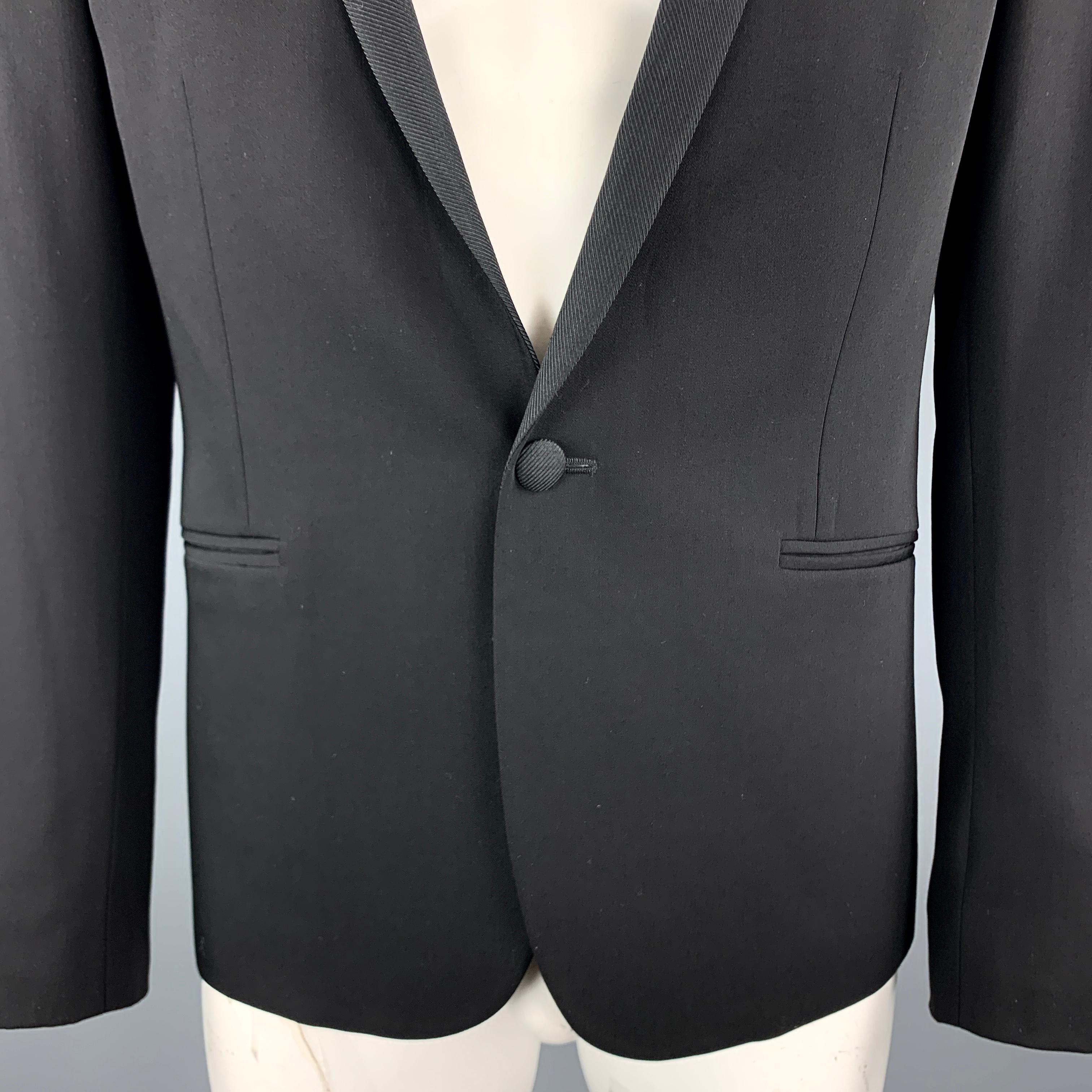 THE KOOPLES Size 40 Black Wool Shawl Collar Single Button Sport Coat In Excellent Condition In San Francisco, CA