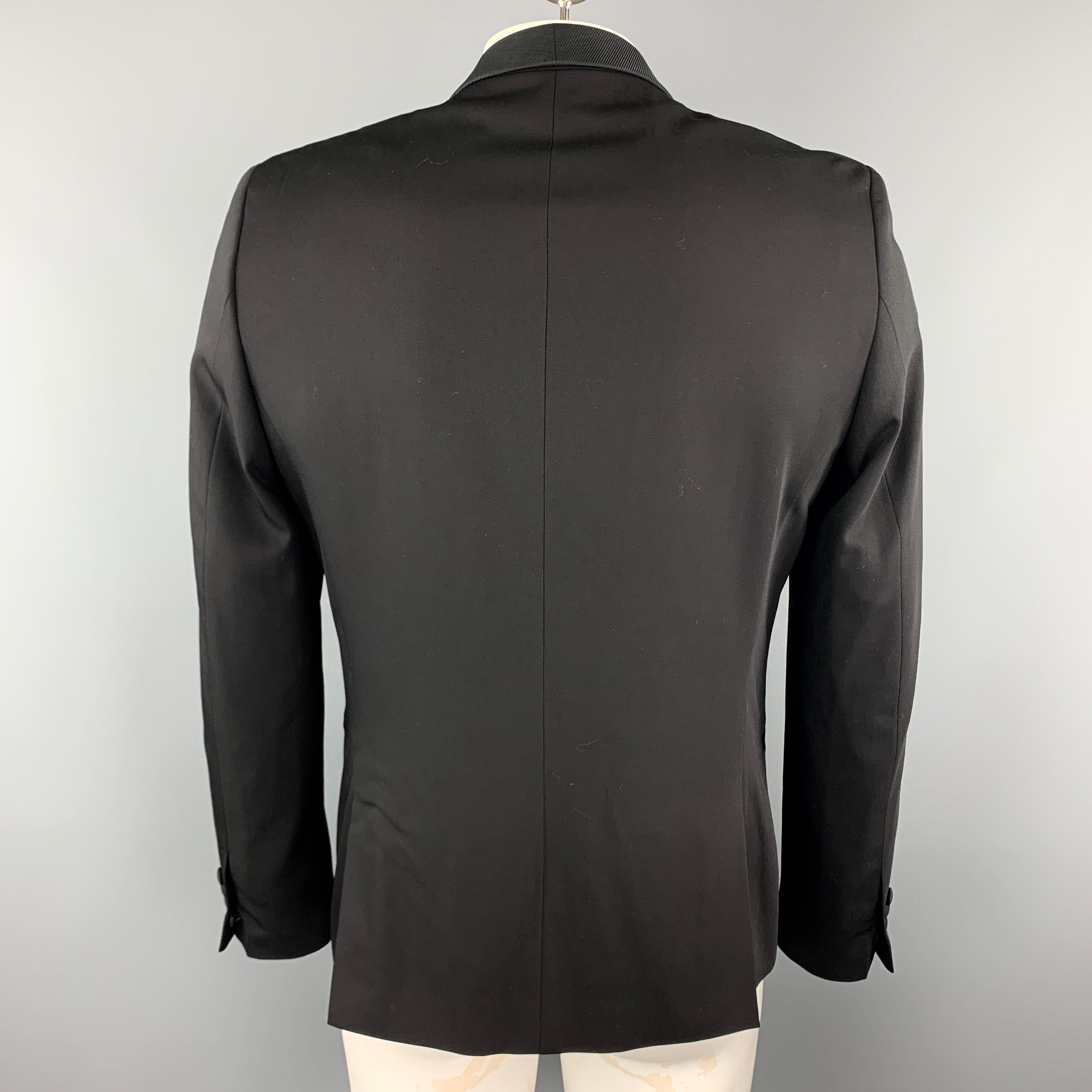 Men's THE KOOPLES Size 40 Black Wool Shawl Collar Single Button Sport Coat