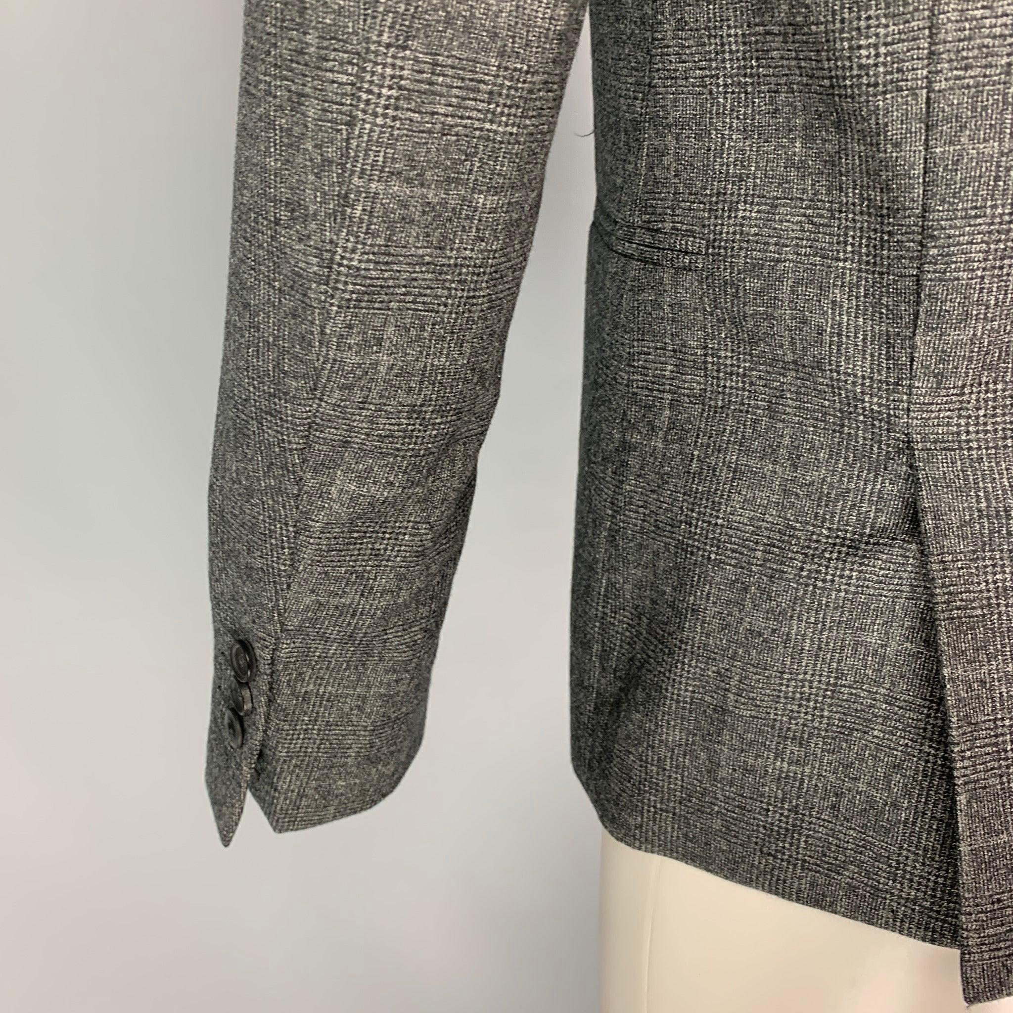 Men's THE KOOPLES Size 40 Dark Gray Glenplaid Wool Peak Lapel Sport Coat For Sale